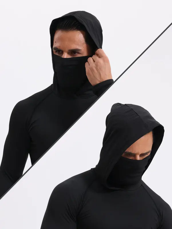 【WS】 3 Men's Quick Drying Breathable Hoodies With Masks Long Sleeved T-shirt