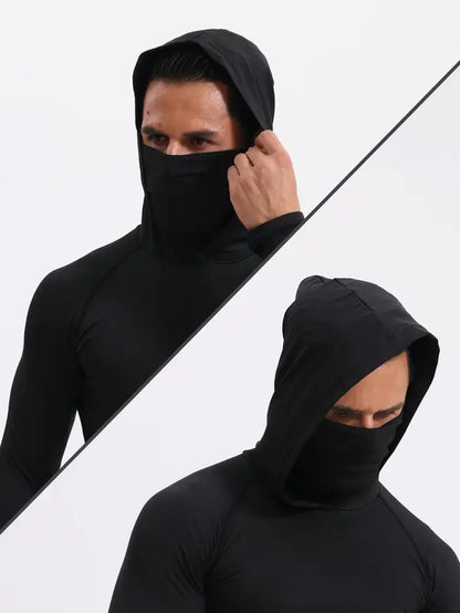 【WS】 3 Men's Quick Drying Breathable Hoodies With Masks Long Sleeved T-shirt
