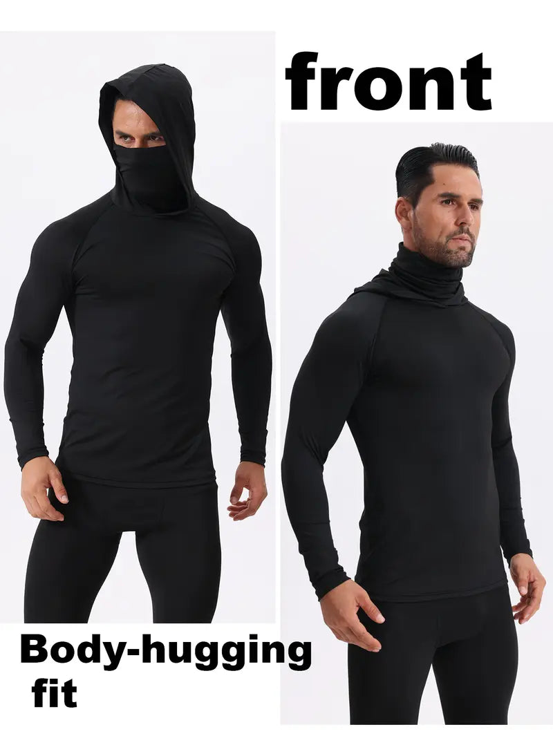 【WS】 3 Men's Quick Drying Breathable Hoodies With Masks Long Sleeved T-shirt