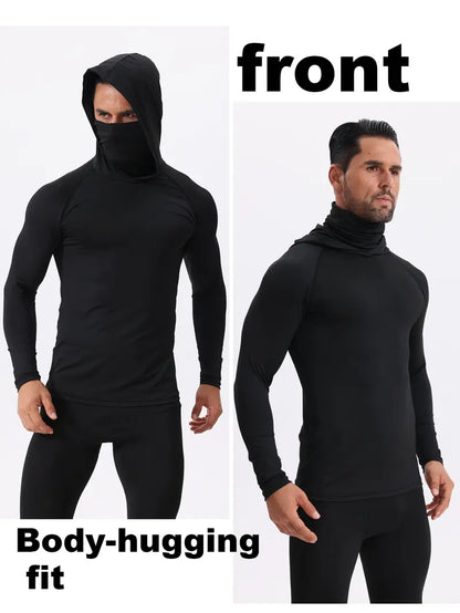 【WS】 3 Men's Quick Drying Breathable Hoodies With Masks Long Sleeved T-shirt