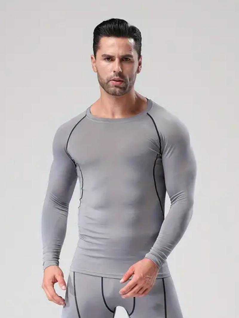 3 Pack Men's Slim Shape Top Sports Fitness Long Sleeve