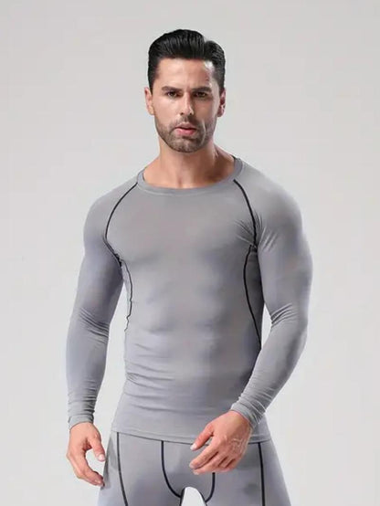 3 Pack Men's Slim Shape Top Sports Fitness Long Sleeve