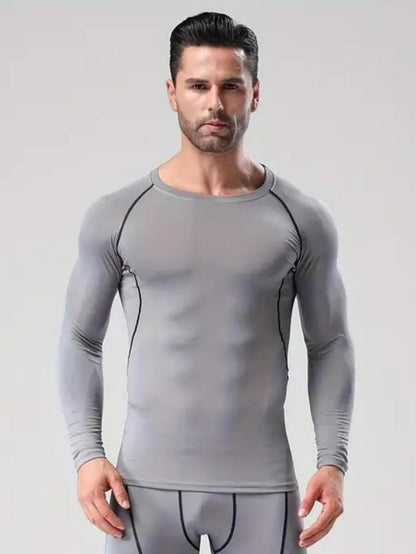 3 Pack Men's Slim Shape Top Sports Fitness Long Sleeve