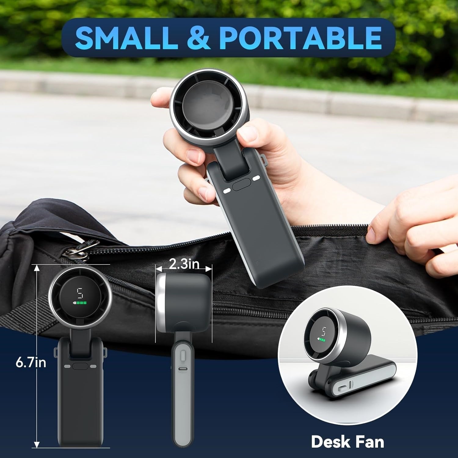 WS Portable Handheld Turbo Fan（4000mAh Battery Operated，Up to 10 Working Hours）