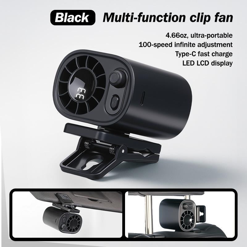 Car Clip On Fan(LED Display,1800mAh)