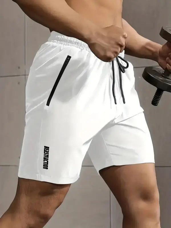 3 Piece Men's Solid Colour Shorts with Zip Pockets, Elastic Waistband Drawstring Shorts for Summer Outdoor Fitness Leisure and Home Décor
