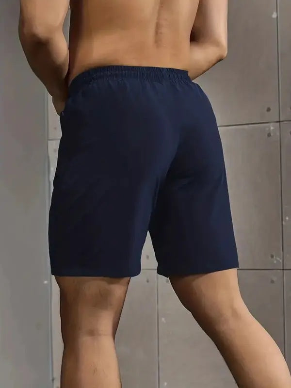 3 Piece Men's Solid Colour Shorts with Zip Pockets, Elastic Waistband Drawstring Shorts for Summer Outdoor Fitness Leisure and Home Décor