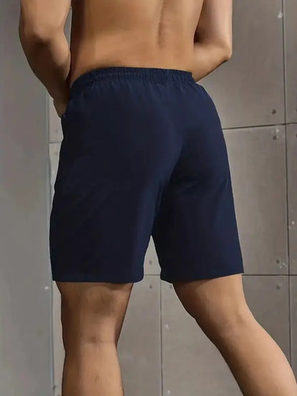 3 Piece Men's Solid Colour Shorts with Zip Pockets, Elastic Waistband Drawstring Shorts for Summer Outdoor Fitness Leisure and Home Décor