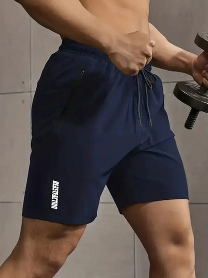 3 Piece Men's Solid Colour Shorts with Zip Pockets, Elastic Waistband Drawstring Shorts for Summer Outdoor Fitness Leisure and Home Décor