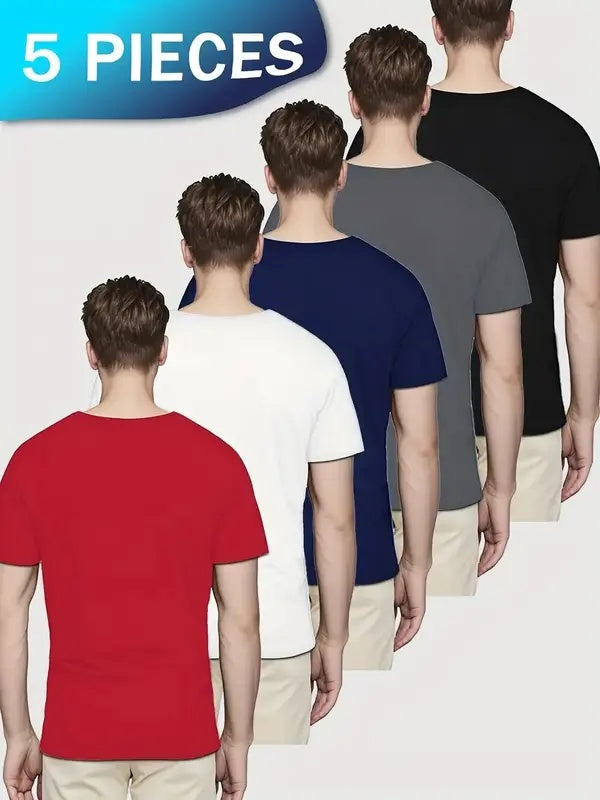 WS 5 pieces of men's fashion letter pattern T-shirts
