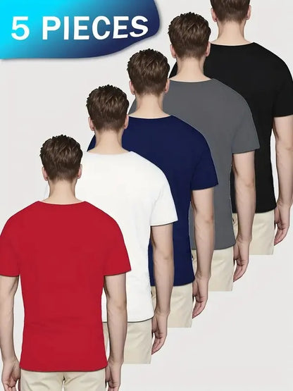 WS 5 pieces of men's fashion letter pattern T-shirts